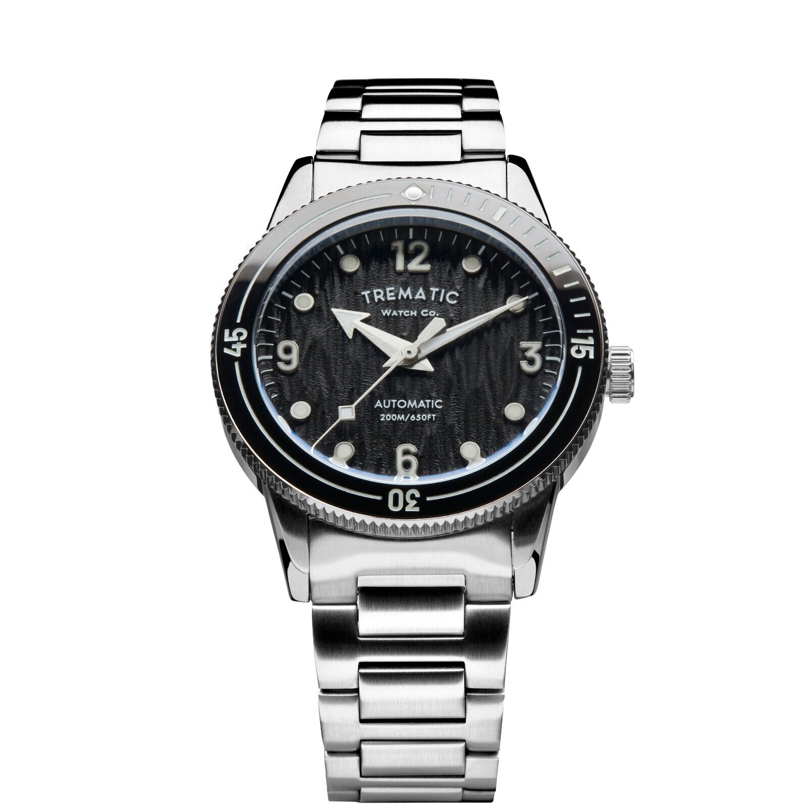 Pre-owned Trematic Mens 'ac 14' Black Dial Stainless Steel Bracelet Automatic Watch 141113