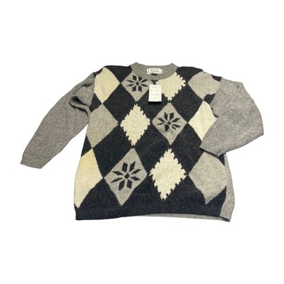 Garland Knitwear Sweater Women's Large Multicolor Argyle Lambswool Long Sleeve