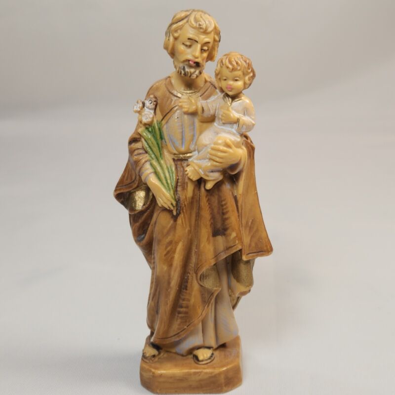 Vintage St Joseph Figurine 4.75" Resin Italy Religious Statue