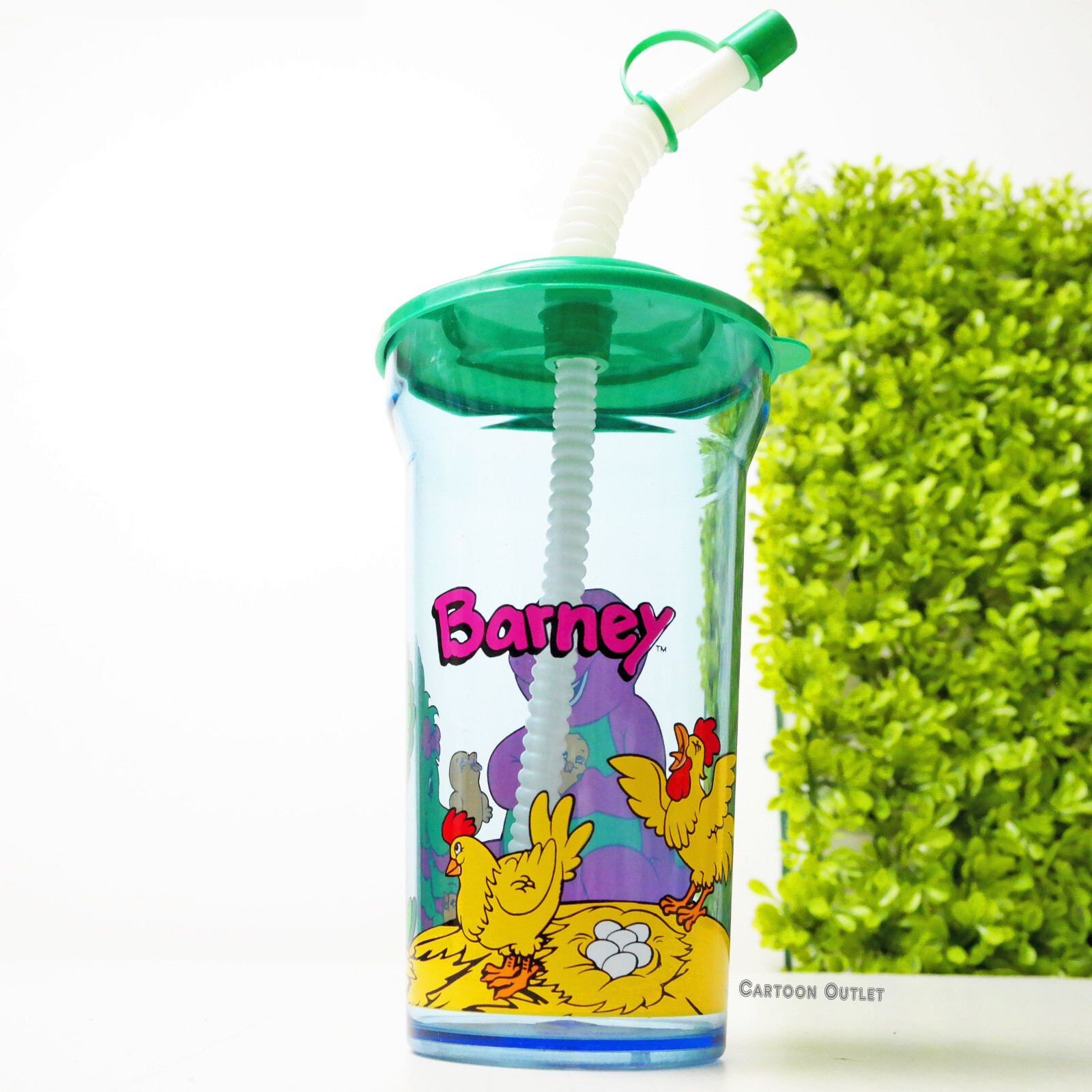 Barney Plastic blue Cup New Vintage Zak Designs With Straw