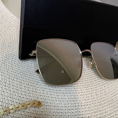Pre-owned Dior Large Gold Wired “so Stellaire 1s” Sunglasses W/ Gray Holographic Lenses In Silver