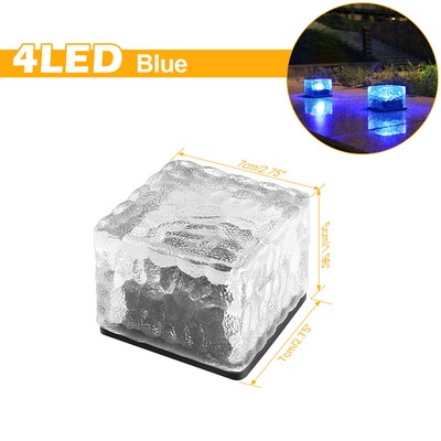 Solar Powered LED ICE Cube Landscape Pathway Brick Lights Garden Outdoor Lamp
