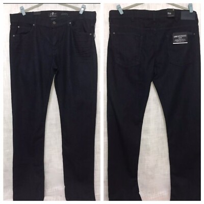7 For All Mankind Mens Slimmy Jeans 40 Black Slim Straight Luxe Performance New