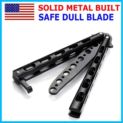 Butterfly Trainer Training Dull Knife Tool Black Metal Practice