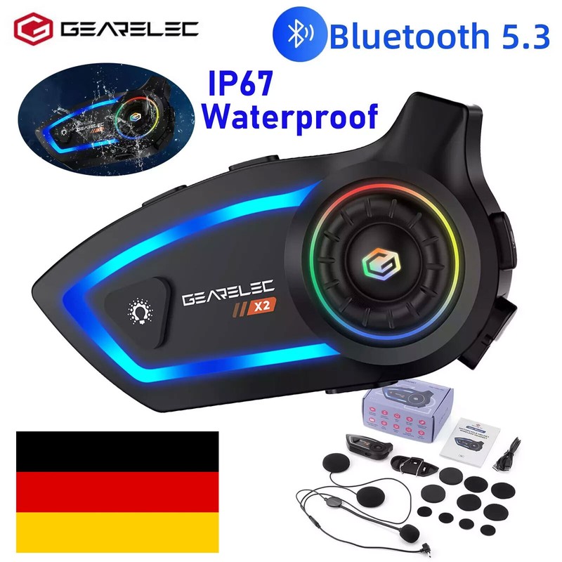 Motorrad Helm Headset KopfhÃ¶Rer Bluetooth 5.3 Wasserdicht GerÃ¤UschunterdrÃ¼Ckung