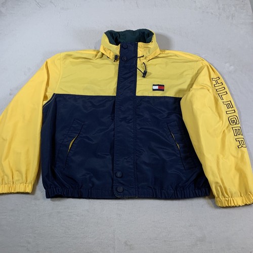 Vintage 90s Tommy Hilfiger Jacket Men's Large Blue Yellow