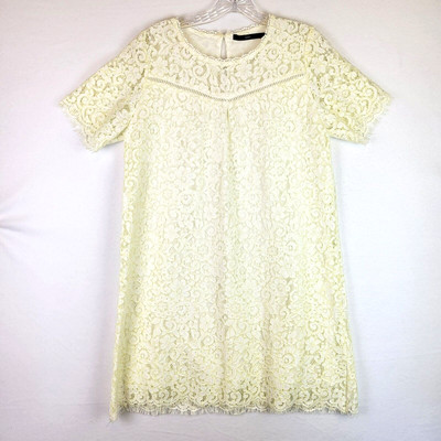 Azel Hazel Anthropologie Womens Knee Length Dress Size Medium White Floral Lace