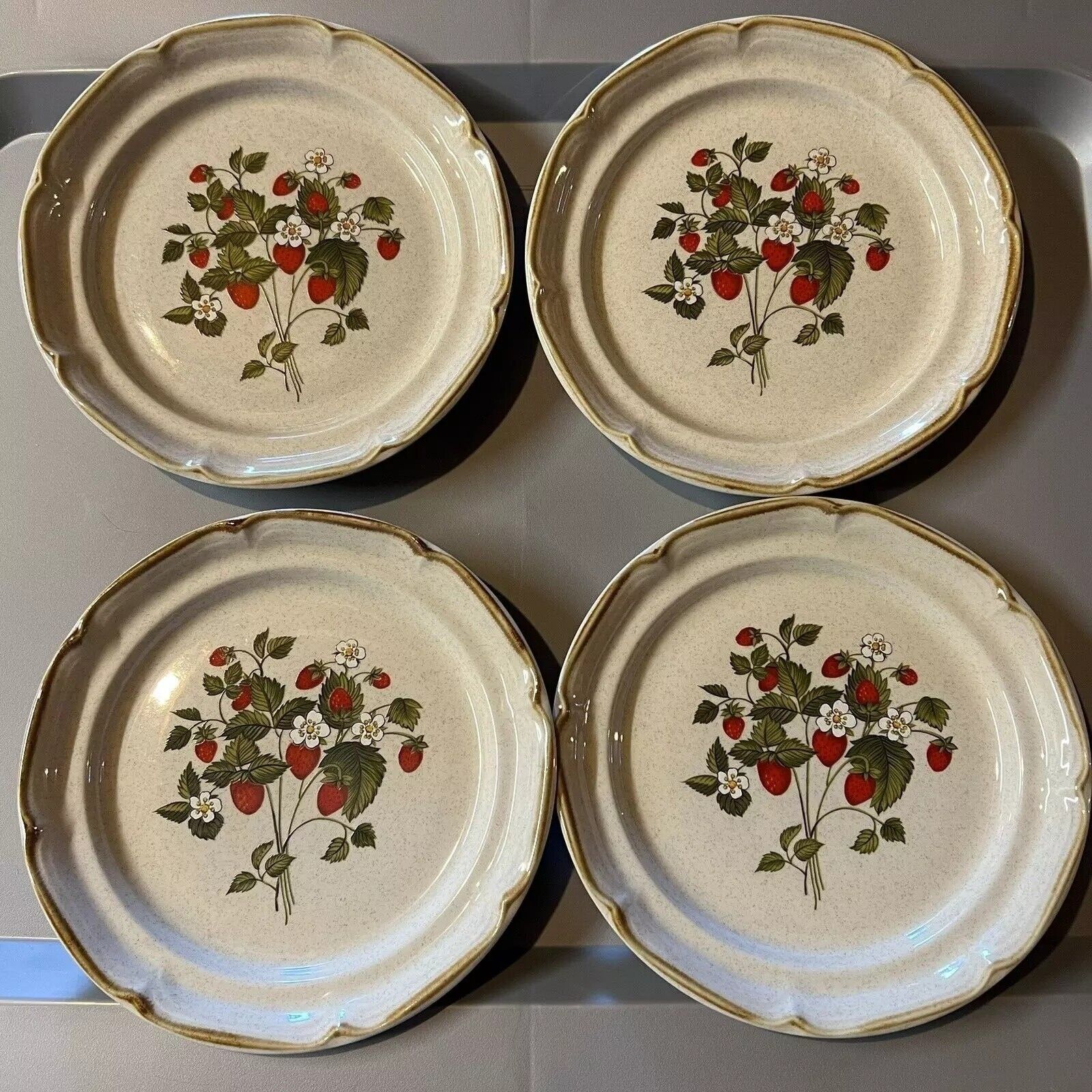 Endura Collection La Fraise Set 4 Salad Plates 7 1/2 Endura Collection La Fraise Set 4 Salad Plates 7 1/2