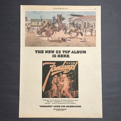 ZZ Top Fandango Original 1975 14.5'' x 10.5'' Advert