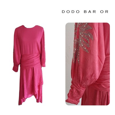  DODO BAR OR Pas Pour Toi MAXI  Dress Pink CRYSTALS Long Sleeve SZ 46 / US 10