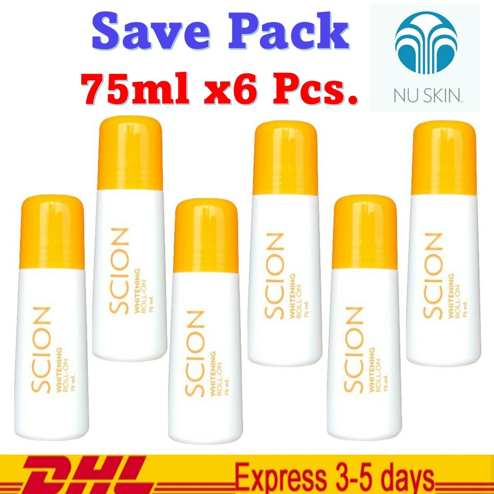 6x Scion NU SKIN Underarm Deodorant Roll On 24-hour