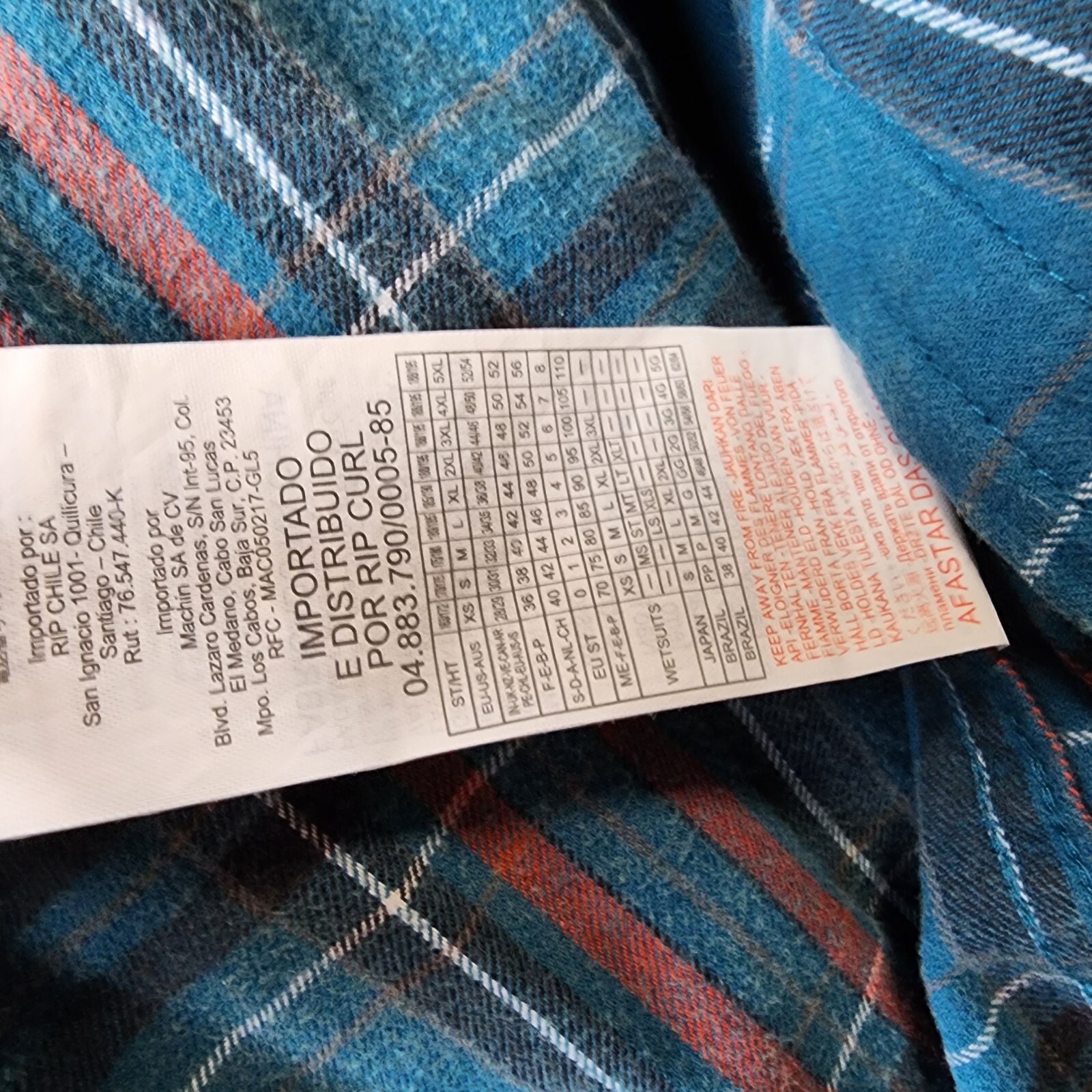 Rip Curl Ranchero Flannel Long Sleeve Shirt Men's M Blue Multi Button-Front - Picture 11 of 15