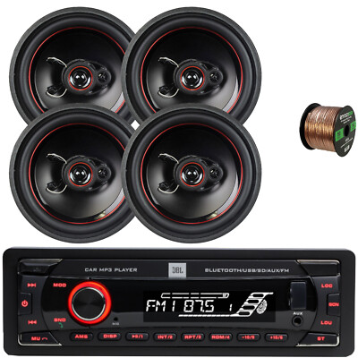 JBL Single-DIN Bluetooth FM SD/MP3 Stereo, 4x 6.5'' 330W Max Tri Axial Speakers