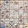 36 Pcs Fall Stencils Thanksgiving Day Painting Stencils Reusable 5.12 x 5.12 Inch Farmhouse Autumn Ornaments Hello Pumpkin Welcome Templates for Painting on Wood DIY Crafts Slice Scrapbook Decor