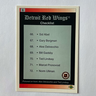 1992 Ultimate Original Six #6 Detroit Checklist