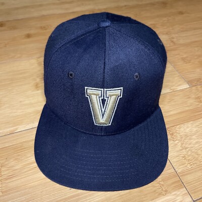Zephyr Vanderbilt Commodores Vandy V Logo Fitted 7 1/8 Wool Black Hat Cap NCAA