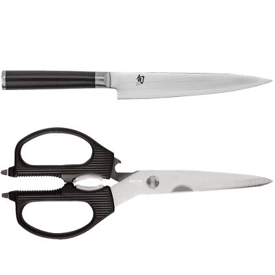 Shun Cutlery Classic Utility Knife 6'' and Kai PRO Multi-Purpose Kitchen Shear...