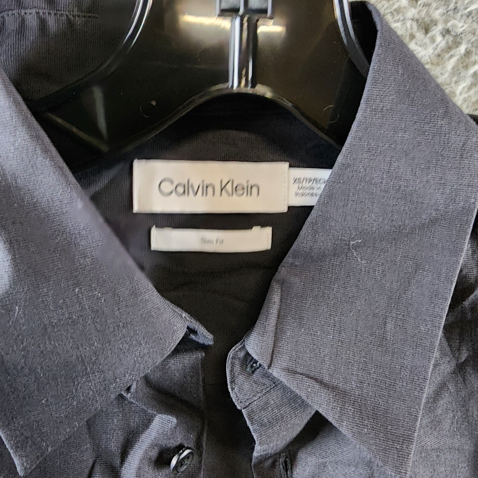 Calvin Klein Slim-Fit Chambray LongSleeve Button-Front Shirt Mens XS Forged Iron - Picture 10 of 14