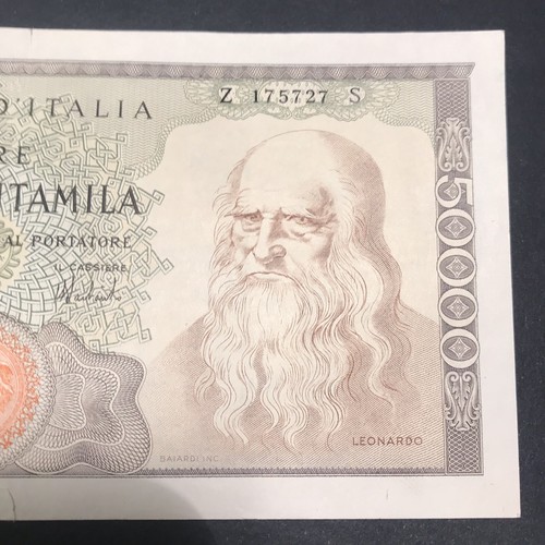 ITALY ITALIA LEONARDO DA VINCI 50000 LIRE 1974 - VF+