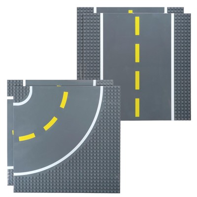 Road Baseplates, 10x10 for City Roads, Towns and More, 4 pc, 2 Straight 2 Curved