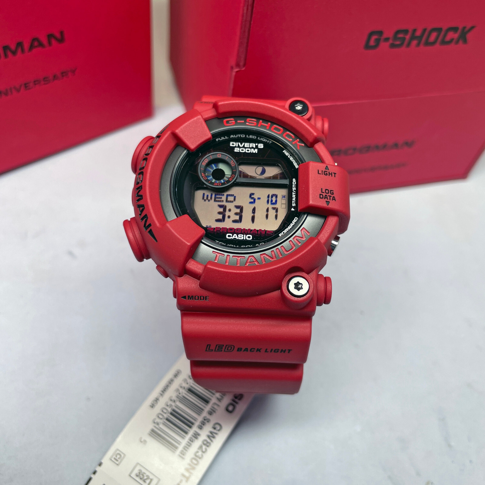 Pre-owned Casio G-shock Frogman Digital Titanium 30 Anniversary 8200 Red Watch Gw8230nt-4
