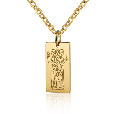 Susook Goddess Necklace for Women 18K Gold Plated Dainty Bar Pendant Stainles...