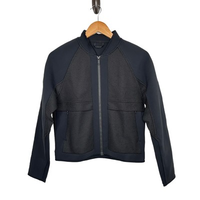 Lululemon Womens The Spaces In-Between Bomber Jacket Sz 6 Black Mesh Full Zip