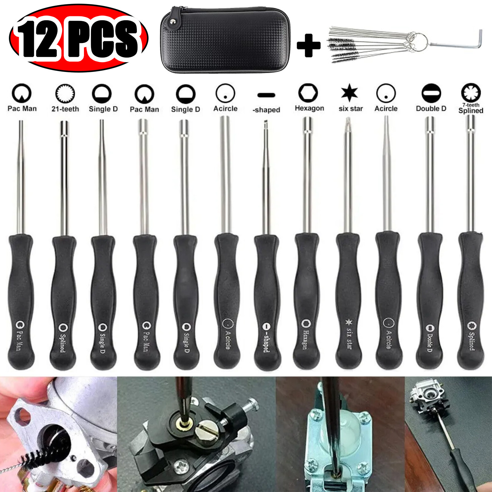 12PCS Screwdriver Carburetor Adjustment Tool Carb Adjust Kit for 2 Cycle Engine