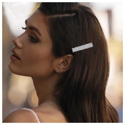 Crystal Hair Clip Barrette Rhinestone Hair Barrette Clip Gold CZ Wedding Head...