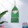 Macrame Mail Organizer Wall Mounted, Hanging Woven Basket for Boho Home Office Decor, Front Door Baskets, Key Mail File Letter Envelope Holder for Entryway Hallway, Grass Green