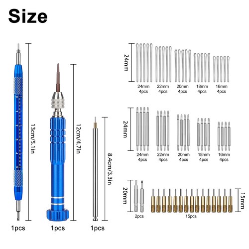 74pcs Watch Band Repair Kit Link Remover Spring Bar Case Opener Battery Replace