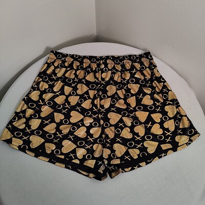 Spyn Men's Boxer Shorts L Black and Gold Valentine's Themed Love See Through 