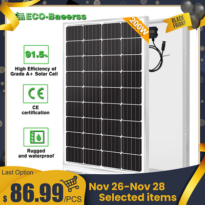 200W Watt Solar Panel 12V Mono Battery Charging Home Boat Camping RV Off Grid