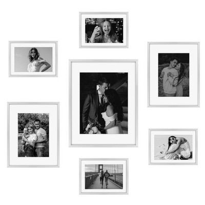 7 Pack 11x14 8x10 5x7 Silver Aluminum Metal Photo Picture Frame Real Glass Art