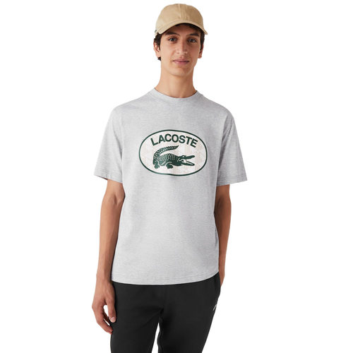Мужская футболка Lacoste Grey Chine Regular Fit с фирменным принтом Monogram