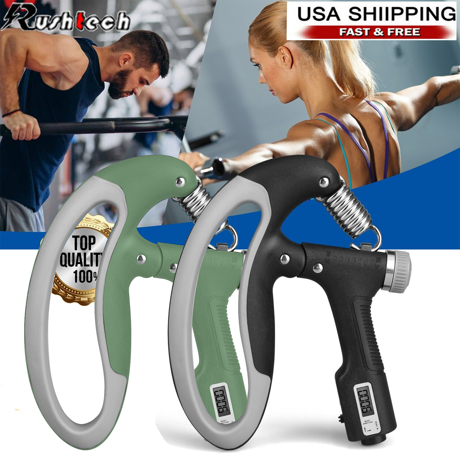 Hand Grip Strength Power Trainer Gripper Strengthener Adjustable Gym Exerciser