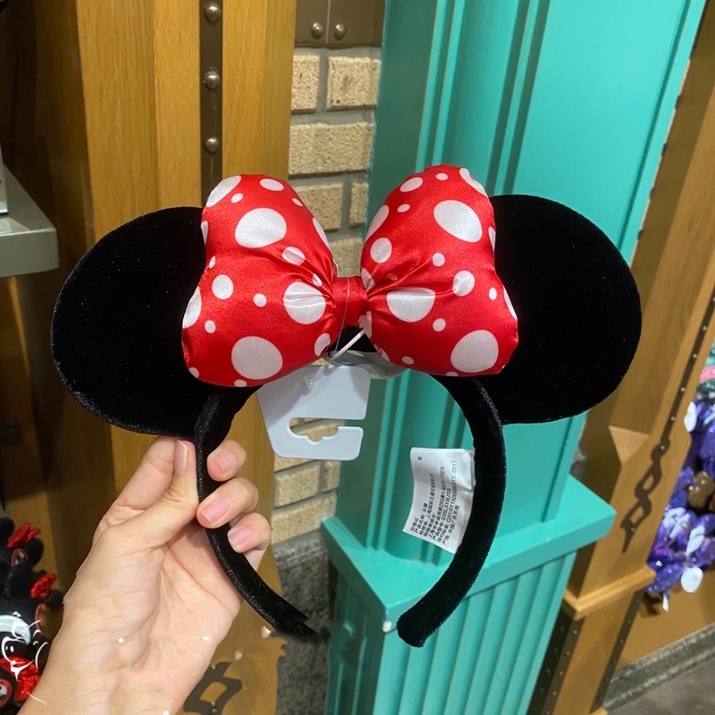 NWT Disney Parks Disneyland Simulated Leather Polka Dot Minnie Bow Ear Headband $_3.JPG main image 2