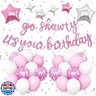Pink Go Shawty It's Your Birthday Banner Balloons Set, Glitter Happy Birthday Banner with Pink White Confetti Balloon Silver Star Foil Balloon for Women Hip Hop Rap Theme Birthday Party Decorations