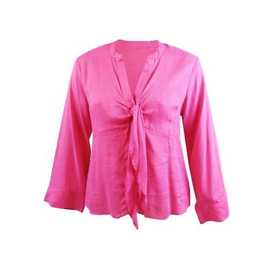 Michael Kors Women's Plus Tied Kimono-Sleeve Blouse Cerise, US 2X
