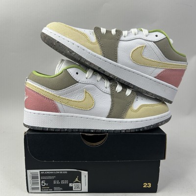 Nike Air Jordan 1 Low SE GS ''Pastel/Vivid Green  DJ0341-100 5Y/Women s 6.5 New