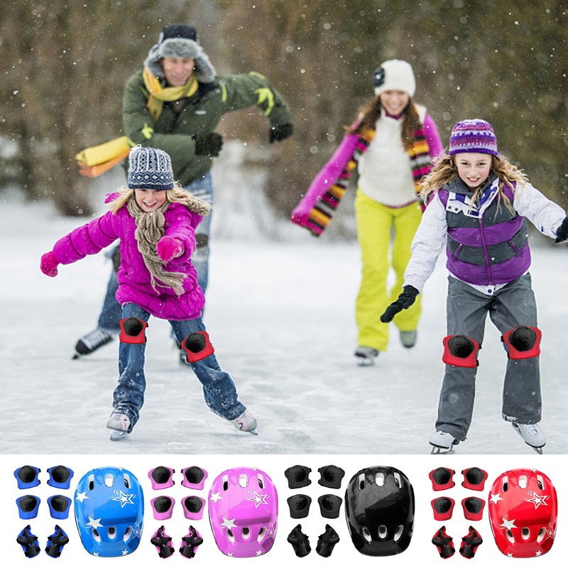 7 in 1 Kids Toddlers Helmet and Knee Elbow Wrist Pads for 5-