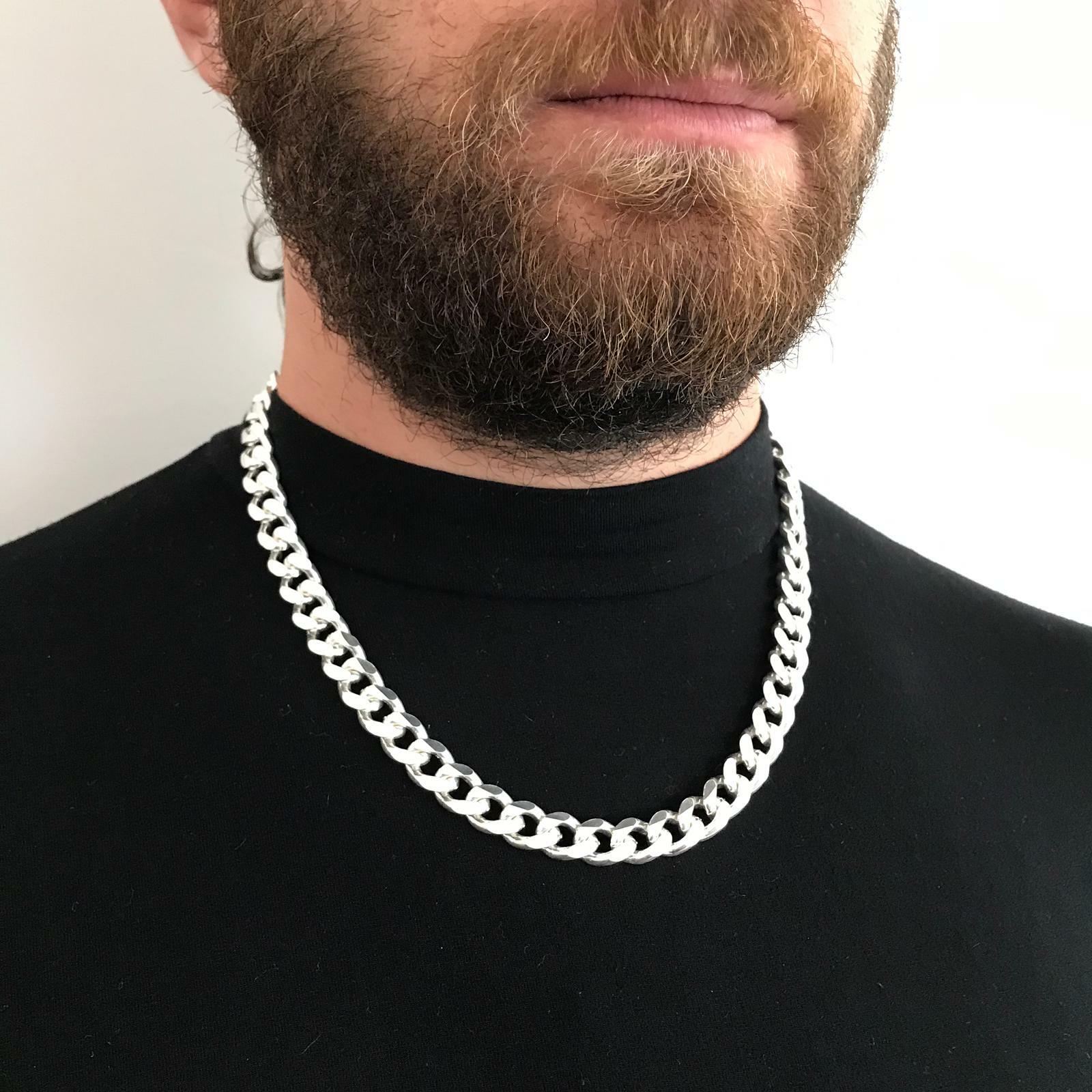 Pre-owned Handmade Mens Curb Cuban Chain Necklace Miami Hiphop 925 Sterling Silver 11mm 102gr 22"