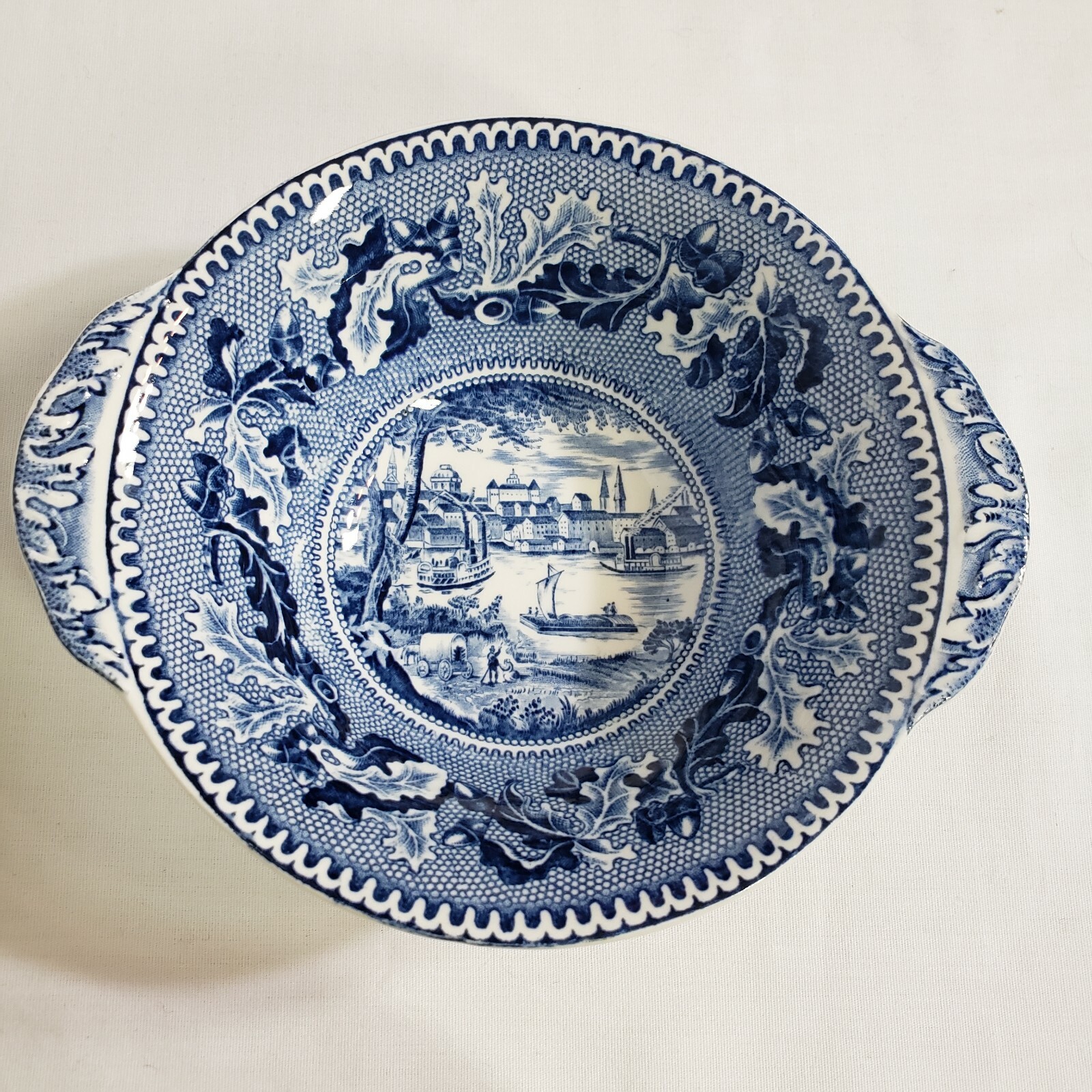 6 Johnson Bros Blue Historic America St. Louis Missouri Lugged Cereal Bowl 7