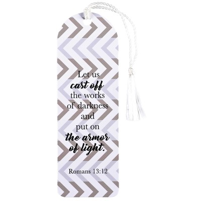 Let Us Put On The Armor Light Chevron 2 x 6 Tassel Bookmark Pack 12