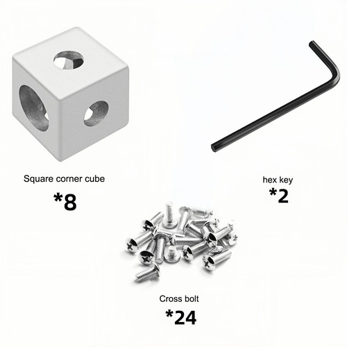 8pcs 2020 3-Way Corner Cube Silver Connector Bracket for 2020 Aluminum Extrusion