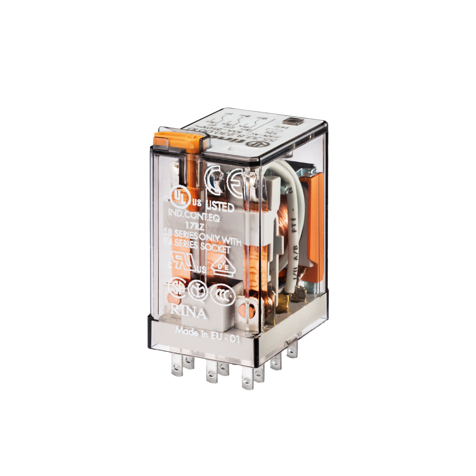 Finder 553381100000 Industrierelais Ausführung mit Fassung 3 Wechsler 10A AgNi