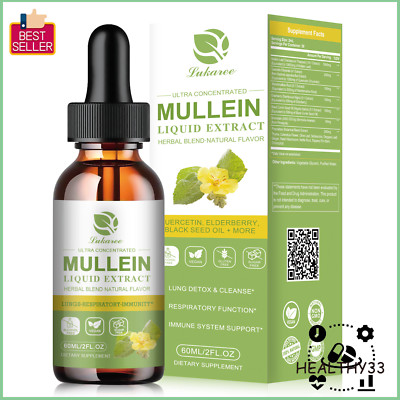 Mullein Leaf Extract Organic Lung Cleanse Drops for Lung Health Natural Herbal