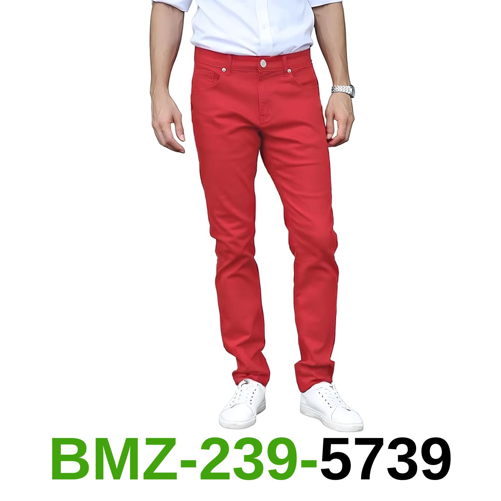 TEGIAS Men's Slim Fit Color Stretch Jeans Pants, S/ 30W x 32L, Red