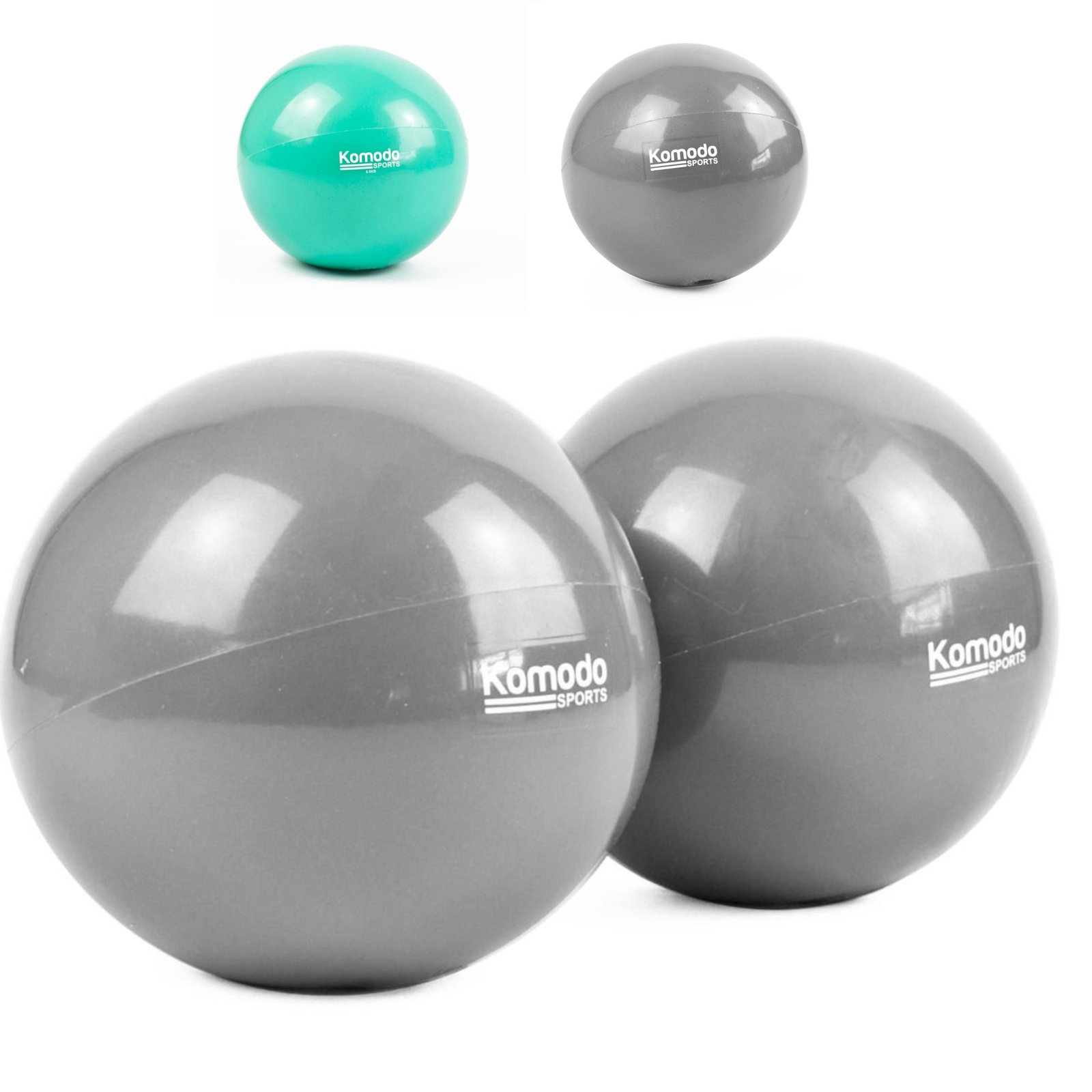 Komodo Exercise Training Weighted Toning Rehab Balls 0.5 - 1kg Pair Grey Green