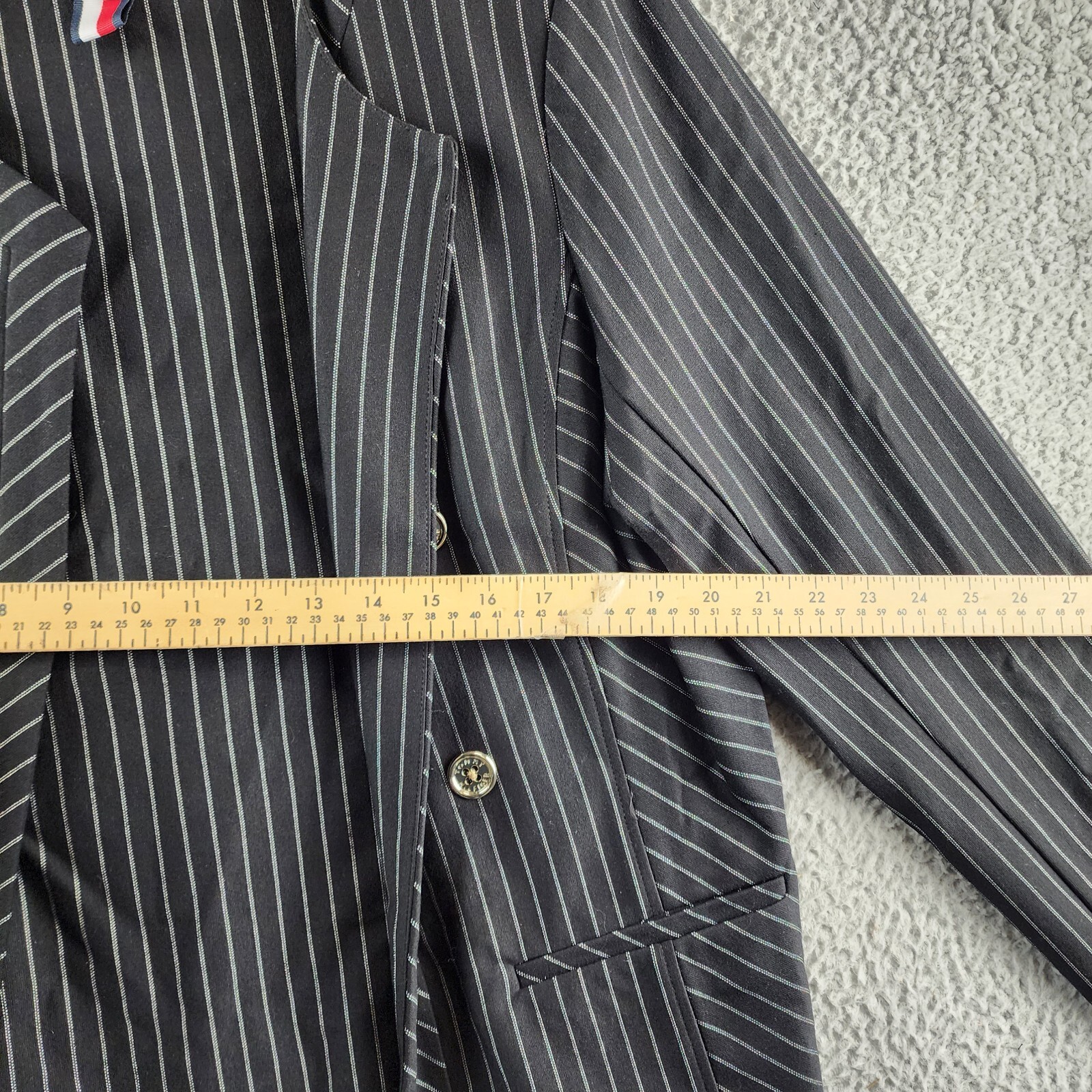 Tommy Hilfiger Striped Band-Collar Jacket Womens 14 Black Open Front Band Collar - Picture 5 of 14